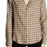 Paige Jenelle Ruffle Shoulders Plaid Long Sleeve Button Down Shirt Size M Photo 0