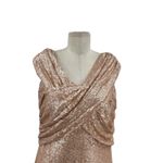 Tadashi Shoji Off-the-Shoulder Sequined Gown Champagne Rose Gold Size XL Photo 3