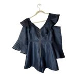 Keepsake Romper Women Medium Navy Blue Bell Sleeve Flashing Lights Playsuit NWT Photo 3