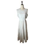 Bardot Dress Women XL White Cotton Embroidered Cut Out Tiered Maxi Boho Cottage Photo 1