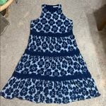 Trina Turk Trina Turk Alana Sleeveless Tiered Midi Embroidered Floral Dress Navy Blue 12 Photo 2