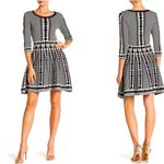Nina Leonard Black and White Geometric Print Fit & Flare Sweater Dress NWT Photo 1