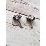 Vintage Screw Back Earrings Black & White Sequin Cluster Just Over 0.5" Photo 4