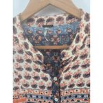 Free People  Embroidered Button Up Shirt Orange Blue Boho Festival Size Small Photo 1