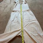 ASOS Cream Smocked Linen Cotton Ruffle Sleeveless Jumpsuit Wide Leg SZ 10 Luxury Photo 5