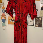 Vintage Paisley Floral Robe Red Size M Photo 0