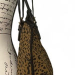 Anthropologie  Leopard Print Tote Bag‎ Large Shopper Travel Work Brown Black Photo 0