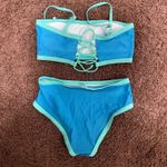 Womens Bandeau 2 Piece Sexy Beachwear Swimwear Set Size Medium Blue Green NEW Photo 4