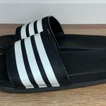 Adidas  Women’s Black White Striped Slide Sandals Photo 3