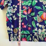 Vintage Asayo Short Sleeve Half Button Up Fruit Print Blouse Size Small Purple Photo 3
