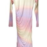 Gianni Bini Long Sleeve Ruched Ombre Mesh Midi Dress in Pastel Multicolor Photo 5