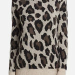 AQUA  Women's Leopard Cashmere Sweater MEDIUM Distressed Cheetah Animal Print Photo 0