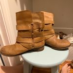 Gianni Bini Carmel Leather Zip Buckle Straps High Ankle Boots Photo 1