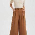 Tronjori Palazzo Pants Trousers M NWT High Waist Casual Wide Leg Tiktok Viral Tan Size M Photo 0