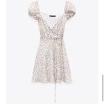ZARA Cream Puff Sleeve Wrap Floral Dress NWT size Large Tea Party Dress Photo 2