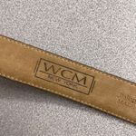 WCM New York Womens Leather Belt Medium Gold Toned Embossed Italian Dress USA Black Photo 5