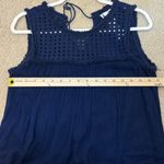 Tommy Bahama  Cotton Ruffle Shift Dress Size Small Petite Navy Blue Two Palms Photo 7