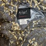 Mac Duggal EMBELLISHED BEADED SEQUINED FRINGE CAP SLEEVE GOWN SZ 8 Platinum Gold Photo 9