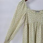 Miss Selfridge Womens Tunic Top 2 Green Textured Smocked Puff Sleeve Ruffle Mini Photo 11