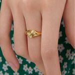 Heart Ring Gold Heart Ring Stackable Ring Photo 0