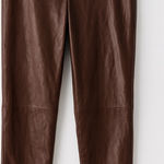 Free People  Pants Womens Sz 2 Brown Vegan Leather Skinny Zip Ankle Moto Photo 0