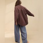Aerie  Anytime Fave Waffle Shirt Oversized Shacket in Canyon Sun Brown Size S Photo 2