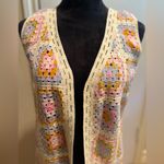 House of Harlow 1960 Coastal Granny Square Knit Crochet Pastel Open Vest OSFM Pink Size undefined Photo 2