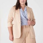 Lane Bryant Tan Ginger Root Silky Chino Boyfriend Blazer Jacket Plus Size 20 Photo 0