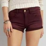 American Eagle Hi Rise Shortie Cutoff Shorts Burgundy Wine Super Stretch Size 00 Photo 10