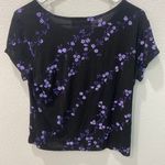 Briggs New York Briggs Black and Purple Floral Top Size Petite Medium Photo 3