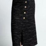 ZARA  Black Gold Blogger's Fav Tweed Buttoned Pencil Slit Skirt Women’s Small Photo 8