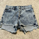 EXPRESS Women's Button Fly Shorts Denim Blue Hi-rise Shortie 6 Photo 0