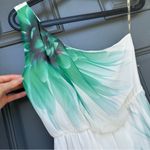 White with green flowers one shoulder asymmetrical cocktail dress xs/s Photo 5