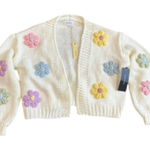 Korye 3D Crochet Flower Cropped Cardigan in Cream/Multi, Size S/M​ Photo 0