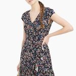 J.Crew  blue floral faux wrap ruffle dress Photo 0