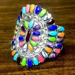 Sterling Silver Petit Point Gemstone and Handcrafted Native American Navajo Cuff Photo 14