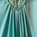 Vintage 60s / 70s Elegant Empire Waist Crochet Knit Short Sleeve Maxi Dress Blue Size 6 Photo 4