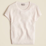 J.Crew NWT Ribbed Featherweight Cashmere T-shirt in Snow Solid Sweater L Photo 0