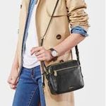 Fossil Piper Toaster Crossbody Burgundy Wine Pebbled Leather Bag Purse Medium Photo 6