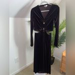 ALC Frank A.L.C Maeve Women's Draped Velvet‎ Dress With Cut Out Details in Brown Java 12 Photo 4