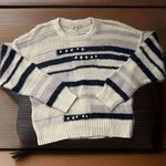 Madewell  Size Large Grandover Bobble Sweater White Blue Striped Cozy Granny core Photo 0
