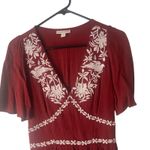 Knox Rose Size XS Floral Embroidered Boho Prairie Rust Orange Babydoll Top Photo 1