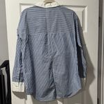 Old Navy Navy and White Striped Button Down Shirt Photo 3