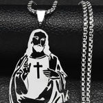 Stainless Steel Catholic Jesus Cross Pendant Necklaces Silver color Photo 0