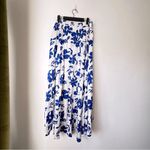 Petal and Pup Lula Blue White Floral Satin High Low Midi Skirt M Photo 8