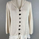Pure Handknit Shawl Collar Button Cardigan Sweater Size M Medium Ivory Layered Photo 0