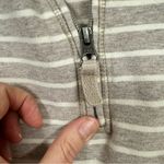 L.L.Bean Beige Cream Striped Quarter Zip Pullover Sweater Womens L Casual Classic Photo 4