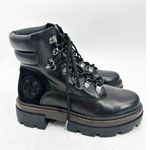Tory Burch Miller Lug Sole Hiker Lace Up Black Leather Combat Boots Size 6.5M Photo 1