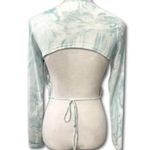 Elodie Tie Dye Top Long Sleeve Open Back Adjustable Tie Lightweight Blue L NWOT Photo 3