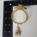 Gold with Crystal Open End Cuff Bracelet and Tassel Photo 7